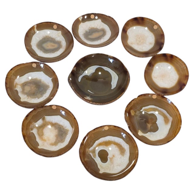 Carved Agate Bowls, 1970s, Set of 9 For Sale - Image 13 of 13