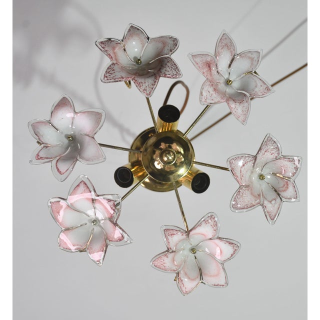 Vintage Charming Murano Ceiling Light Pink Flowers - Set of 2 For Sale - Image 14 of 14
