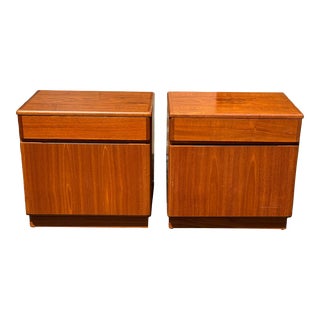 Vintage 1970s Teak Danish-Style Nightstands, a Pair For Sale