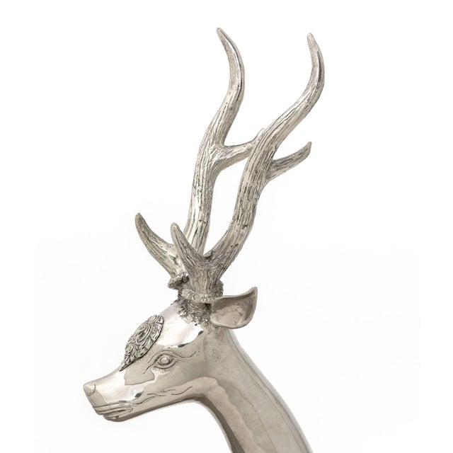 Asian Thai Recumbent Deer Nickel Plate Sculpture For Sale - Image 3 of 9