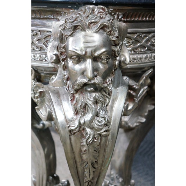 Silver Late 20th Century Royal Bronze Studio Neoclassical Greek God Marble Pedestal Table Plant Stand 33" For Sale - Image 8 of 18