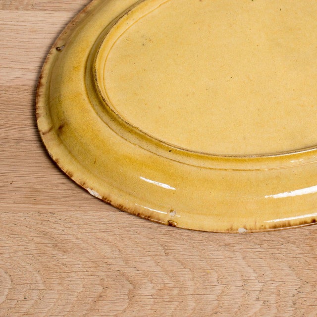 Large Vintage French Dieulefit Provencal Yellowware Glazed Oval Platter For Sale - Image 10 of 12