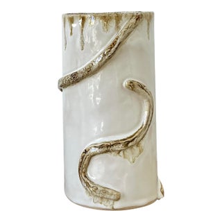 Vintage Boho Original Studio Pottery Snake Vase For Sale