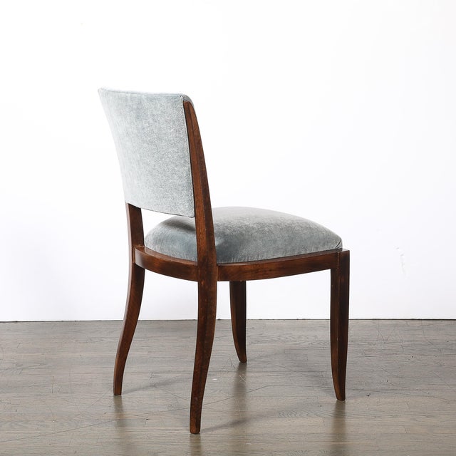 Set of Eight Art Deco Sculptural Walnut Dining Chairs in Plush Mohair Upholstery For Sale - Image 10 of 18