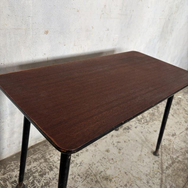 Mid-Century Teak-Effect Coffee Table with Black Sputnik Metal Legs, 1960s For Sale - Image 6 of 10