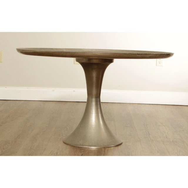 Mid 20th Century Vintage Modern Cast Aluminum Round 40 Inch Pedestal Cocktail Table For Sale - Image 5 of 13