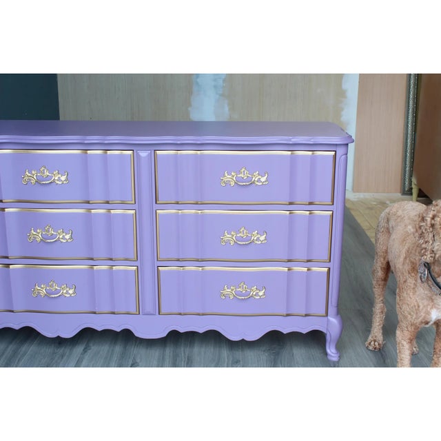 Henry Link 1970's French Provincial Lavender Dresser of Six Drawers For Sale - Image 4 of 4