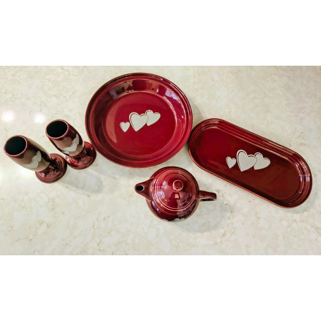 Fiestaware, Homer Laughlin,Trio of Hearts, Rare 6 Pc Discontinued Set For Sale - Image 4 of 13
