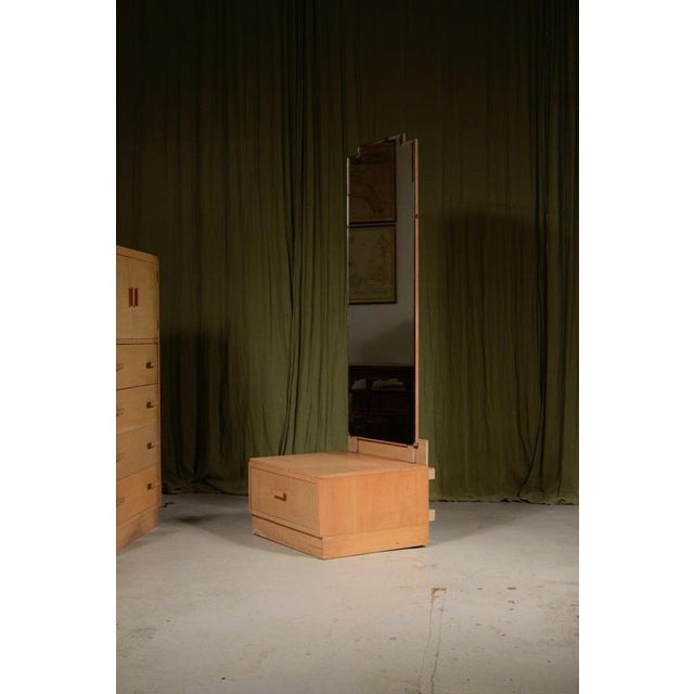 Brown Pale Oak Cheval Dressing Mirror from Good Furniture Units Ltd., 1930s For Sale - Image 8 of 8