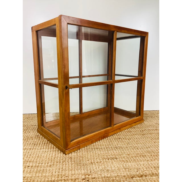 Vintage 1940s Wood & Glass Table Top Display Case Cabinet / Shelf For Sale - Image 4 of 14