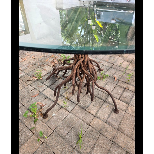 1990s George Dell Inc Twisted Wrought Iron Tree Branch Dining Table Unsigned For Sale - Image 5 of 15