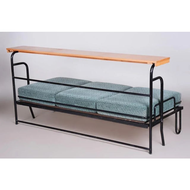 1930s Brown & Blue Bauhaus Sofa, Czechia, 1930s For Sale - Image 5 of 18