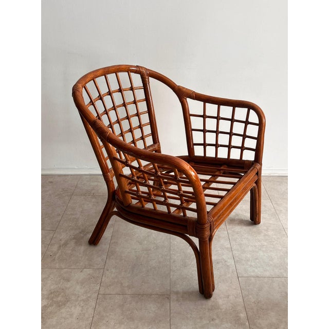 Italian Woven Bamboo Armchairs, 1960s, Set of 2 For Sale - Image 4 of 15
