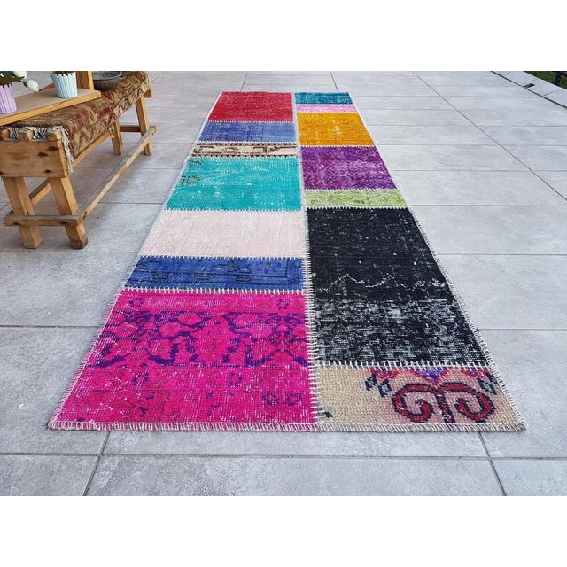 Pink Oushak Vintage Wool Runner For Sale - Image 8 of 10