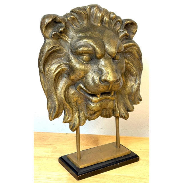 Large Finely Cast Bronze Lion Mask, Museum Mounted 20th Century For Sale - Image 12 of 15