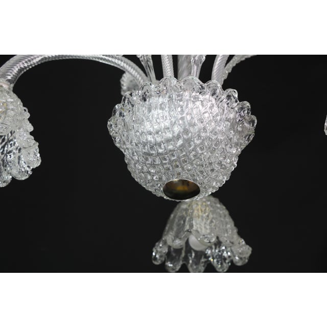 Glass Art Deco Chandelier 4 Light by Barovier & Toso Murano Glass, 1950s For Sale - Image 7 of 12