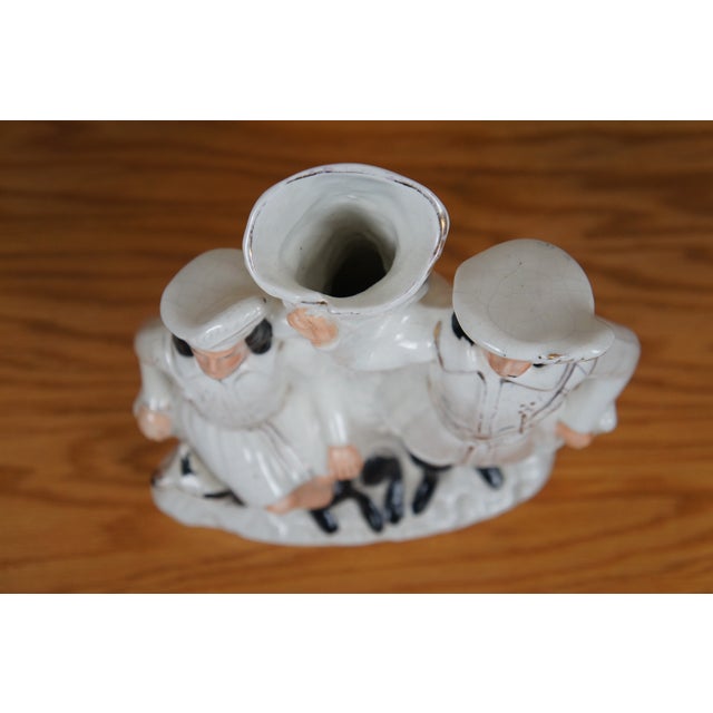 Ceramic Antique Staffordshire Porcelain Robin Hood Little John & Spaniel Spill Vase For Sale - Image 7 of 12