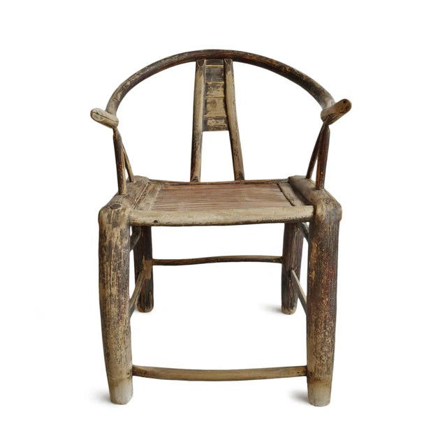 Beautiful antique horseshoe back chair. Old village style made with willow, elm, and bamboo. Authentic signs of age and...