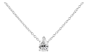 14K White Gold 1/10 Cttw Pear Shape Lab Grown Diamond Solitaire Pendant Necklace