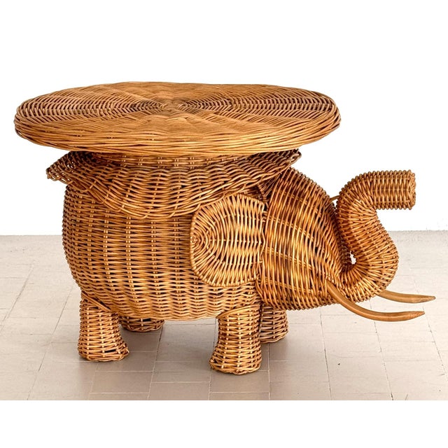 Italian Elephant Side Table in Wicker by Vivai Del Sud, 1970s For Sale - Image 14 of 14