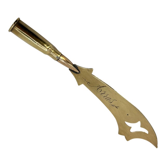 1910s WWI Trench Art Brass Letter Opener For Sale