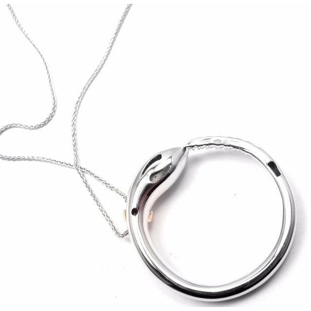 Metal Damiani Infinito 18k White Gold Diamond Snake Pendant Necklace For Sale - Image 7 of 8