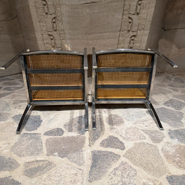 Armchairs Stow Davis Mid-Century Modern Chrome & Cane Baughman Attr For Sale - Image 13 of 16
