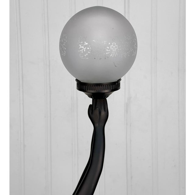 Vintage Art Deco Nude Women Globe Figural Table Lamp For Sale - Image 6 of 15