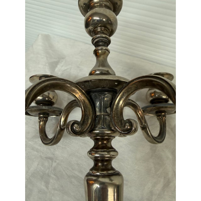 Vintage Five Arm Pewter Candelabra For Sale - Image 9 of 12