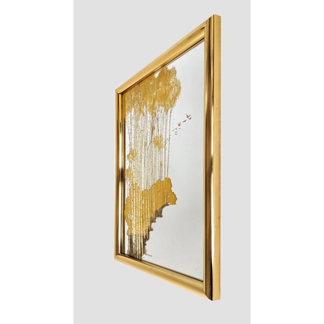 Vintage 1970's Gloria Eriksen Wall Etched Mirror With Trees and Birds For Sale In Miami - Image 6 of 13