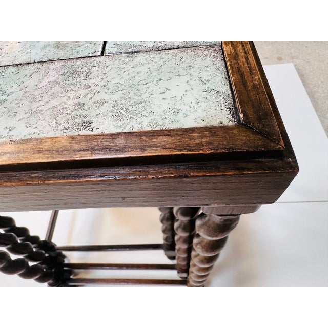 Nesting Tables with Hand-Painted Ceramic Tiles and Barley Twist Legs, Sweden, 1930s, Set of 3 For Sale - Image 14 of 18