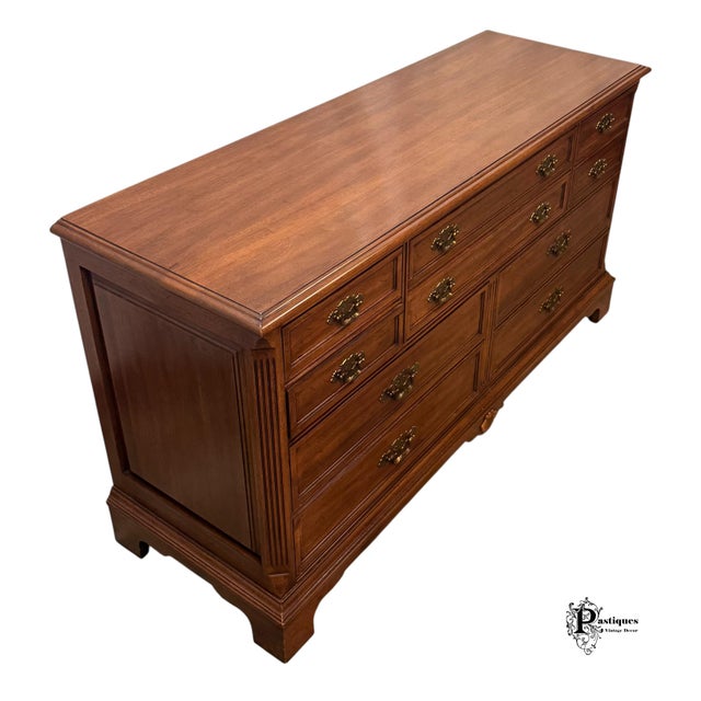 Vintage Davis Cabinet Company Traditional French County Style Walnut Dresser For Sale In Greensboro - Image 6 of 11