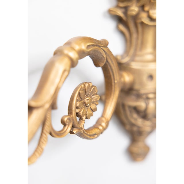 Mid 19th Century 19th Century French Gilt Bronze Wired Wall Sconces - a Pair For Sale - Image 5 of 9