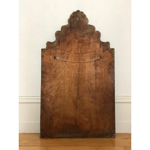 Antique Embossed Pressed-Metal (Tole) Mirror With a Green Patina Finish and Gilt Highlights Rococo For Sale - Image 9 of 10