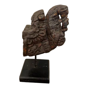 Original 1800s Hand Carved Horse Corbel on Display Stand