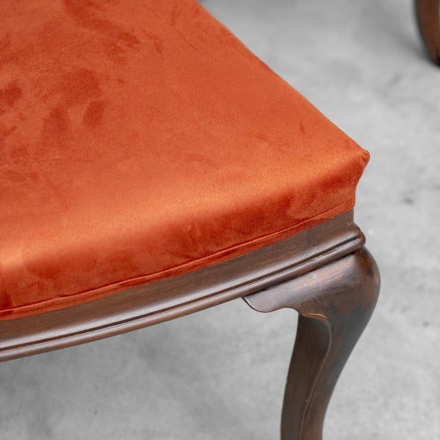 Brown Wood and Fabric Chairs, 1950s, Set of 4 For Sale - Image 11 of 12