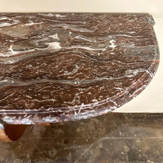 19th Century French Louis XIV Walnut Marble Top Console For Sale - Image 11 of 13