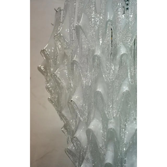 Mid-Century Murano Round Transparent White Color Chandelier For Sale - Image 9 of 11