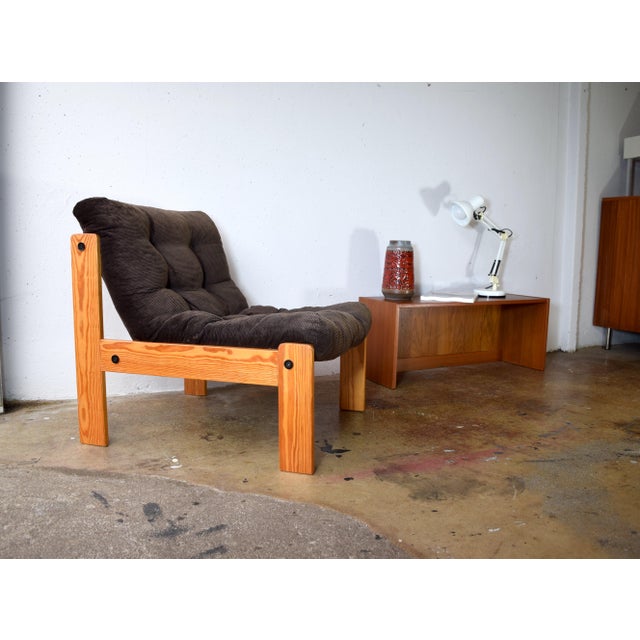 Vintage Brutalist Corduroy Lounge Chair, 1970s For Sale - Image 4 of 10