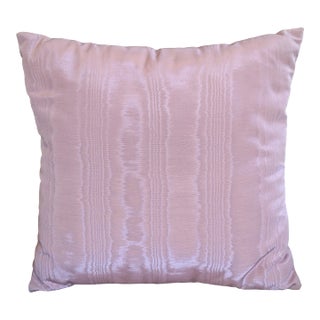 Vintage Pink Satin Faux Bois Moire Decorative Pillow For Sale