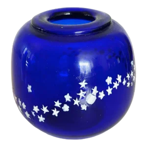 Vintage Mouth Blown Cobalt Glass Vase With Infused Stars by Hank at Hot Glass Works