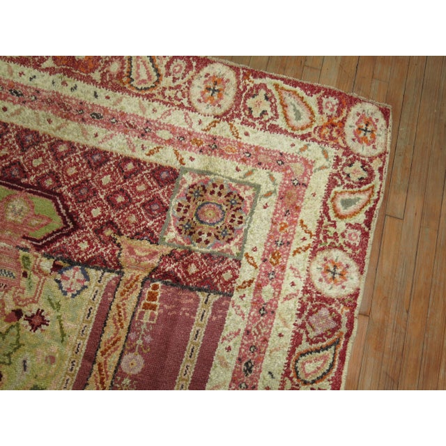 Red Antique Zabihi Collection Turkish Ghiordes Scroll Rug - 6'6" x 8'6" For Sale - Image 8 of 10