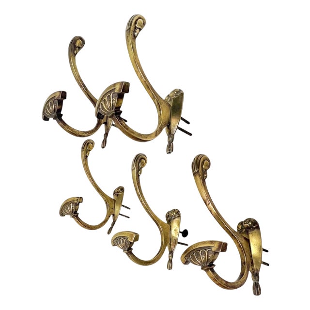 19th Century Bronze Coat Hooks, France, Set of 5 For Sale