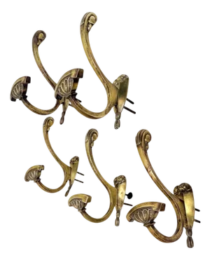 19th Century Bronze Coat Hooks, France, Set of 5