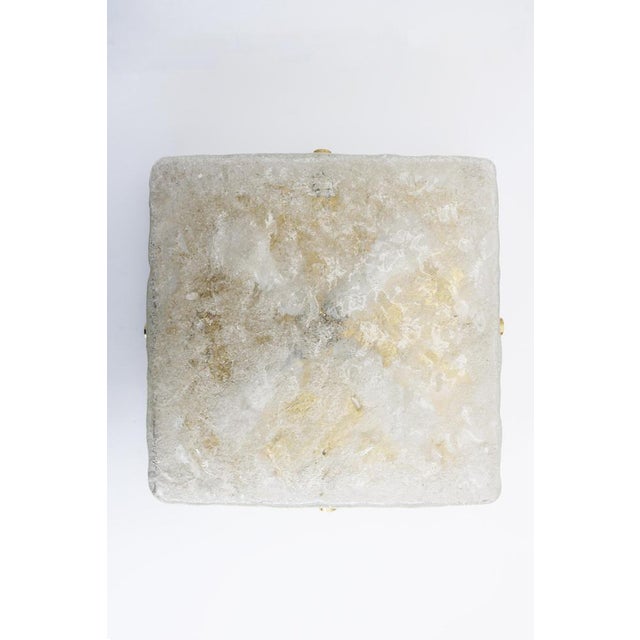 1960s Mid-Century Ice Glass and Brass Ceiling Lamp from Hillebrand Lighting, 1960s For Sale - Image 5 of 8