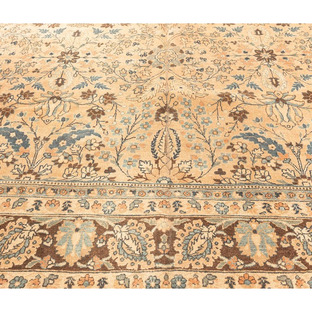 Vintage Persian Meshad Botanic Handmade Wool Carpet For Sale - Image 4 of 9
