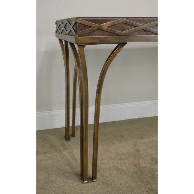Iron Console Table With Cork and Tessellated Travertine Top For Sale - Image 10 of 13