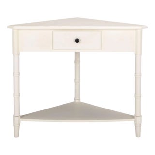 Gomez 1 Drawer 1 Shelf Corner Table in Ivory For Sale