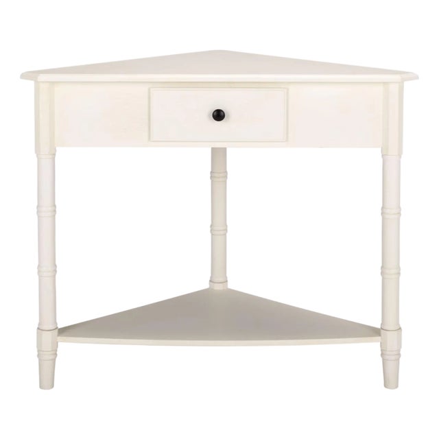 Gomez 1 Drawer 1 Shelf Corner Table in Ivory For Sale