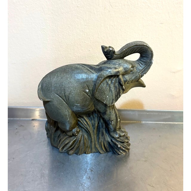 Mid-Century Modern Green Marble Elephant Figurine For Sale - Image 3 of 5